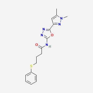 molecular formula C17H19N5O2S B6528725 N-[5-(1,5-dimethyl-1H-pyrazol-3-yl)-1,3,4-oxadiazol-2-yl]-4-(phenylsulfanyl)butanamide CAS No. 1019102-11-4