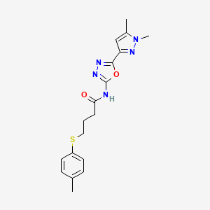 molecular formula C18H21N5O2S B6528726 N-[5-(1,5-dimethyl-1H-pyrazol-3-yl)-1,3,4-oxadiazol-2-yl]-4-[(4-methylphenyl)sulfanyl]butanamide CAS No. 1019102-13-6