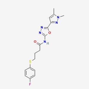 molecular formula C17H18FN5O2S B6528731 N-[5-(1,5-dimethyl-1H-pyrazol-3-yl)-1,3,4-oxadiazol-2-yl]-4-[(4-fluorophenyl)sulfanyl]butanamide CAS No. 1019102-16-9