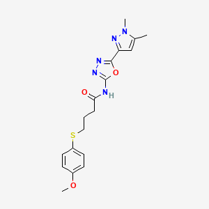 molecular formula C18H21N5O3S B6528742 N-[5-(1,5-dimethyl-1H-pyrazol-3-yl)-1,3,4-oxadiazol-2-yl]-4-[(4-methoxyphenyl)sulfanyl]butanamide CAS No. 1019102-21-6