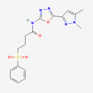 B6528748 4-(benzenesulfonyl)-N-[5-(1,5-dimethyl-1H-pyrazol-3-yl)-1,3,4-oxadiazol-2-yl]butanamide CAS No. 1019102-24-9