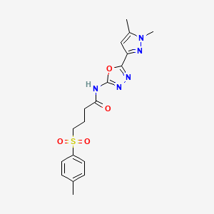 molecular formula C18H21N5O4S B6528751 N-[5-(1,5-dimethyl-1H-pyrazol-3-yl)-1,3,4-oxadiazol-2-yl]-4-(4-methylbenzenesulfonyl)butanamide CAS No. 1019102-26-1
