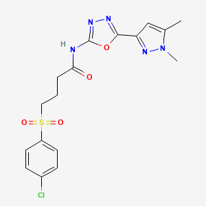 molecular formula C17H18ClN5O4S B6528763 4-(4-chlorobenzenesulfonyl)-N-[5-(1,5-dimethyl-1H-pyrazol-3-yl)-1,3,4-oxadiazol-2-yl]butanamide CAS No. 1019102-31-8