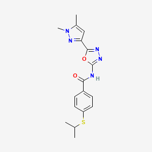 B6528767 N-[5-(1,5-dimethyl-1H-pyrazol-3-yl)-1,3,4-oxadiazol-2-yl]-4-(propan-2-ylsulfanyl)benzamide CAS No. 1019102-36-3