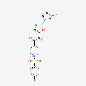 molecular formula C19H21FN6O4S B6528799 N-[5-(1,5-dimethyl-1H-pyrazol-3-yl)-1,3,4-oxadiazol-2-yl]-1-(4-fluorobenzenesulfonyl)piperidine-4-carboxamide CAS No. 1019102-54-5