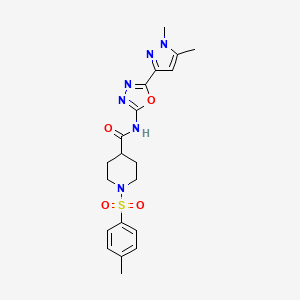 molecular formula C20H24N6O4S B6528800 N-[5-(1,5-dimethyl-1H-pyrazol-3-yl)-1,3,4-oxadiazol-2-yl]-1-(4-methylbenzenesulfonyl)piperidine-4-carboxamide CAS No. 1019102-57-8