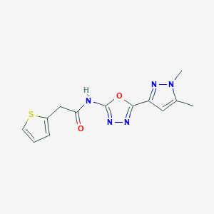 molecular formula C13H13N5O2S B6528805 N-[5-(1,5-dimethyl-1H-pyrazol-3-yl)-1,3,4-oxadiazol-2-yl]-2-(thiophen-2-yl)acetamide CAS No. 1019102-62-5