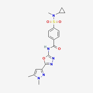 molecular formula C18H20N6O4S B6528813 4-[cyclopropyl(methyl)sulfamoyl]-N-[5-(1,5-dimethyl-1H-pyrazol-3-yl)-1,3,4-oxadiazol-2-yl]benzamide CAS No. 1019102-60-3