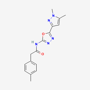 molecular formula C16H17N5O2 B6528814 N-[5-(1,5-dimethyl-1H-pyrazol-3-yl)-1,3,4-oxadiazol-2-yl]-2-(4-methylphenyl)acetamide CAS No. 1020453-44-4