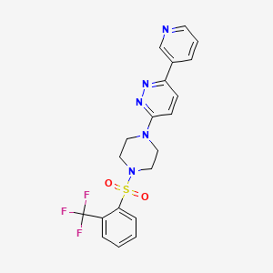molecular formula C20H18F3N5O2S B6529079 3-(pyridin-3-yl)-6-{4-[2-(trifluoromethyl)benzenesulfonyl]piperazin-1-yl}pyridazine CAS No. 946304-80-9