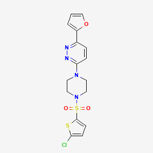 molecular formula C16H15ClN4O3S2 B6529110 3-{4-[(5-chlorothiophen-2-yl)sulfonyl]piperazin-1-yl}-6-(furan-2-yl)pyridazine CAS No. 946238-77-3