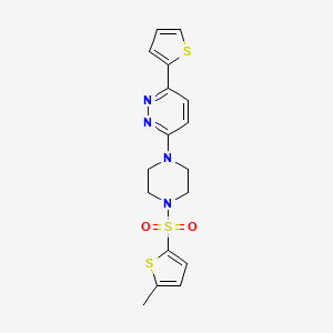molecular formula C17H18N4O2S3 B6529153 3-{4-[(5-methylthiophen-2-yl)sulfonyl]piperazin-1-yl}-6-(thiophen-2-yl)pyridazine CAS No. 946305-42-6