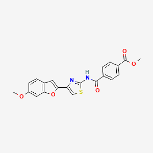 molecular formula C21H16N2O5S B6529159 methyl 4-{[4-(6-methoxy-1-benzofuran-2-yl)-1,3-thiazol-2-yl]carbamoyl}benzoate CAS No. 946305-51-7