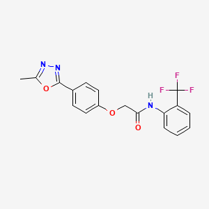 molecular formula C18H14F3N3O3 B6529171 2-[4-(5-methyl-1,3,4-oxadiazol-2-yl)phenoxy]-N-[2-(trifluoromethyl)phenyl]acetamide CAS No. 946305-60-8