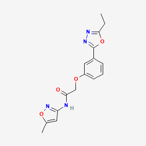 molecular formula C16H16N4O4 B6529206 2-[3-(5-ethyl-1,3,4-oxadiazol-2-yl)phenoxy]-N-(5-methyl-1,2-oxazol-3-yl)acetamide CAS No. 946305-77-7