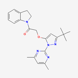 molecular formula C23H27N5O2 B6529218 2-{[3-tert-butyl-1-(4,6-dimethylpyrimidin-2-yl)-1H-pyrazol-5-yl]oxy}-1-(2,3-dihydro-1H-indol-1-yl)ethan-1-one CAS No. 1020453-60-4