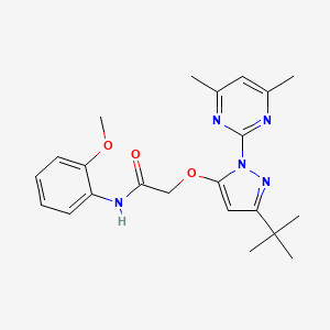 molecular formula C22H27N5O3 B6529228 2-{[3-tert-butyl-1-(4,6-dimethylpyrimidin-2-yl)-1H-pyrazol-5-yl]oxy}-N-(2-methoxyphenyl)acetamide CAS No. 1020453-64-8