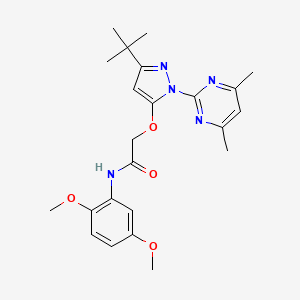 molecular formula C23H29N5O4 B6529245 2-{[3-tert-butyl-1-(4,6-dimethylpyrimidin-2-yl)-1H-pyrazol-5-yl]oxy}-N-(2,5-dimethoxyphenyl)acetamide CAS No. 1020453-68-2
