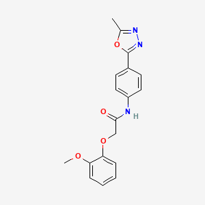 molecular formula C18H17N3O4 B6529286 2-(2-methoxyphenoxy)-N-[4-(5-methyl-1,3,4-oxadiazol-2-yl)phenyl]acetamide CAS No. 946305-93-7