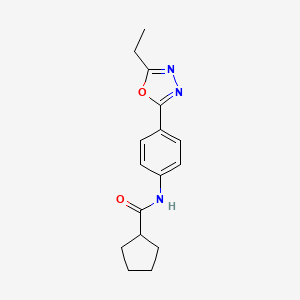molecular formula C16H19N3O2 B6529298 N-[4-(5-ethyl-1,3,4-oxadiazol-2-yl)phenyl]cyclopentanecarboxamide CAS No. 946305-97-1
