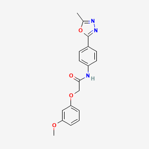 molecular formula C18H17N3O4 B6529306 2-(3-methoxyphenoxy)-N-[4-(5-methyl-1,3,4-oxadiazol-2-yl)phenyl]acetamide CAS No. 946239-50-5