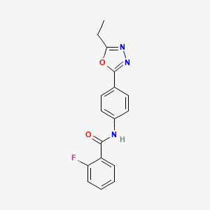 molecular formula C17H14FN3O2 B6529346 N-[4-(5-ethyl-1,3,4-oxadiazol-2-yl)phenyl]-2-fluorobenzamide CAS No. 946239-66-3