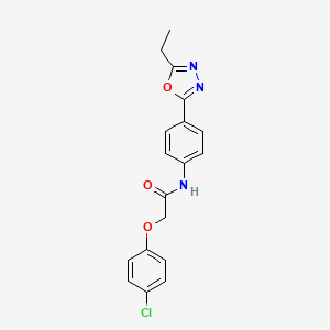 molecular formula C18H16ClN3O3 B6529358 2-(4-chlorophenoxy)-N-[4-(5-ethyl-1,3,4-oxadiazol-2-yl)phenyl]acetamide CAS No. 946275-88-3
