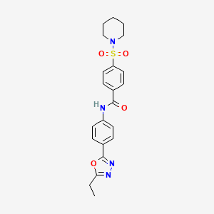 molecular formula C22H24N4O4S B6529394 N-[4-(5-ethyl-1,3,4-oxadiazol-2-yl)phenyl]-4-(piperidine-1-sulfonyl)benzamide CAS No. 946306-29-2