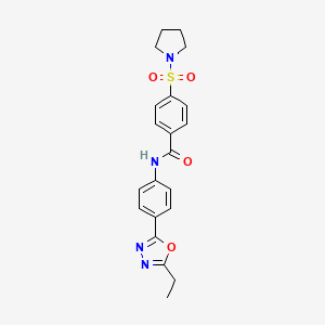 molecular formula C21H22N4O4S B6529397 N-[4-(5-ethyl-1,3,4-oxadiazol-2-yl)phenyl]-4-(pyrrolidine-1-sulfonyl)benzamide CAS No. 946239-82-3