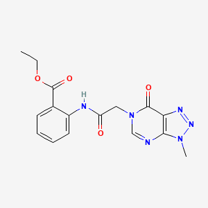 molecular formula C16H16N6O4 B6529511 ethyl 2-(2-{3-methyl-7-oxo-3H,6H,7H-[1,2,3]triazolo[4,5-d]pyrimidin-6-yl}acetamido)benzoate CAS No. 946306-67-8