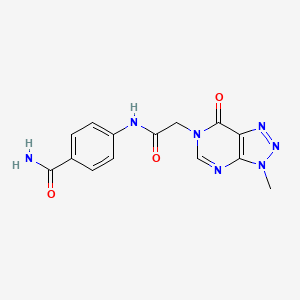 molecular formula C14H13N7O3 B6529563 4-(2-{3-methyl-7-oxo-3H,6H,7H-[1,2,3]triazolo[4,5-d]pyrimidin-6-yl}acetamido)benzamide CAS No. 946306-84-9