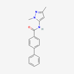 molecular formula C18H17N3O B6529612 N-(1,3-dimethyl-1H-pyrazol-5-yl)-[1,1'-biphenyl]-4-carboxamide CAS No. 1020453-79-5
