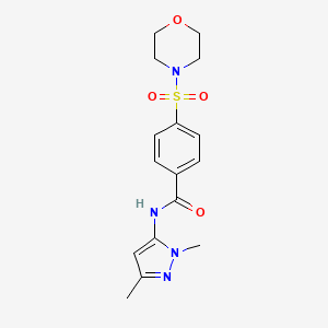 molecular formula C16H20N4O4S B6529630 N-(1,3-dimethyl-1H-pyrazol-5-yl)-4-(morpholine-4-sulfonyl)benzamide CAS No. 1020453-85-3