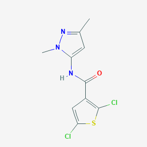 molecular formula C10H9Cl2N3OS B6529674 2,5-dichloro-N-(1,3-dimethyl-1H-pyrazol-5-yl)thiophene-3-carboxamide CAS No. 1020454-11-8