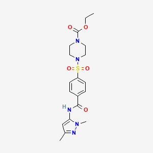 molecular formula C19H25N5O5S B6529677 ethyl 4-{4-[(1,3-dimethyl-1H-pyrazol-5-yl)carbamoyl]benzenesulfonyl}piperazine-1-carboxylate CAS No. 1020454-13-0