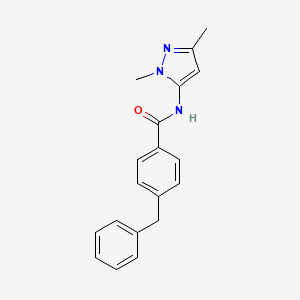 molecular formula C19H19N3O B6529679 4-benzyl-N-(1,3-dimethyl-1H-pyrazol-5-yl)benzamide CAS No. 1020454-18-5