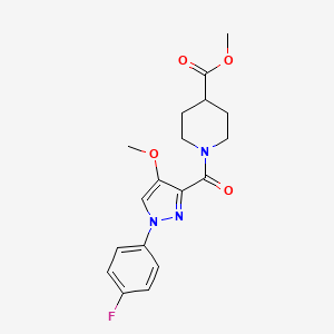molecular formula C18H20FN3O4 B6529717 methyl 1-[1-(4-fluorophenyl)-4-methoxy-1H-pyrazole-3-carbonyl]piperidine-4-carboxylate CAS No. 1020454-43-6