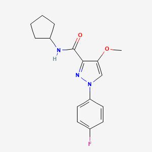 molecular formula C16H18FN3O2 B6529777 N-cyclopentyl-1-(4-fluorophenyl)-4-methoxy-1H-pyrazole-3-carboxamide CAS No. 1020454-68-5