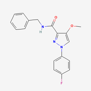 molecular formula C18H16FN3O2 B6529782 N-benzyl-1-(4-fluorophenyl)-4-methoxy-1H-pyrazole-3-carboxamide CAS No. 1020454-75-4