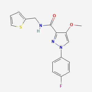 molecular formula C16H14FN3O2S B6529808 1-(4-fluorophenyl)-4-methoxy-N-[(thiophen-2-yl)methyl]-1H-pyrazole-3-carboxamide CAS No. 1020454-85-6