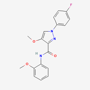 molecular formula C18H16FN3O3 B6529836 1-(4-fluorophenyl)-4-methoxy-N-(2-methoxyphenyl)-1H-pyrazole-3-carboxamide CAS No. 1020454-97-0