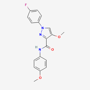 molecular formula C18H16FN3O3 B6529843 1-(4-fluorophenyl)-4-methoxy-N-(4-methoxyphenyl)-1H-pyrazole-3-carboxamide CAS No. 1020454-98-1