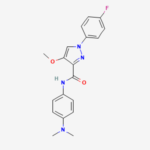 molecular formula C19H19FN4O2 B6529851 N-[4-(dimethylamino)phenyl]-1-(4-fluorophenyl)-4-methoxy-1H-pyrazole-3-carboxamide CAS No. 1020455-03-1