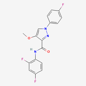 molecular formula C17H12F3N3O2 B6529873 N-(2,4-difluorophenyl)-1-(4-fluorophenyl)-4-methoxy-1H-pyrazole-3-carboxamide CAS No. 1020455-11-1
