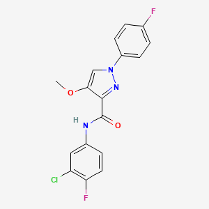 molecular formula C17H12ClF2N3O2 B6529875 N-(3-chloro-4-fluorophenyl)-1-(4-fluorophenyl)-4-methoxy-1H-pyrazole-3-carboxamide CAS No. 1020455-15-5