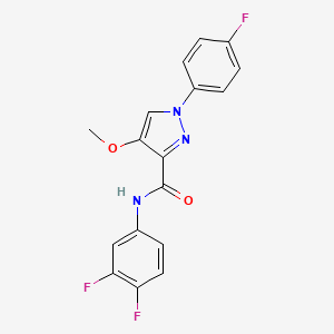 molecular formula C17H12F3N3O2 B6529882 N-(3,4-difluorophenyl)-1-(4-fluorophenyl)-4-methoxy-1H-pyrazole-3-carboxamide CAS No. 1020455-13-3