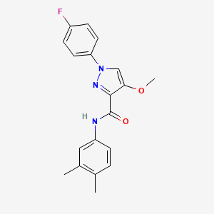 molecular formula C19H18FN3O2 B6529897 N-(3,4-dimethylphenyl)-1-(4-fluorophenyl)-4-methoxy-1H-pyrazole-3-carboxamide CAS No. 1020455-19-9