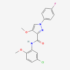 molecular formula C18H15ClFN3O3 B6529901 N-(5-chloro-2-methoxyphenyl)-1-(4-fluorophenyl)-4-methoxy-1H-pyrazole-3-carboxamide CAS No. 1020455-28-0