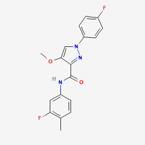molecular formula C18H15F2N3O2 B6529906 N-(3-fluoro-4-methylphenyl)-1-(4-fluorophenyl)-4-methoxy-1H-pyrazole-3-carboxamide CAS No. 1020455-26-8