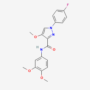 molecular formula C19H18FN3O4 B6529914 N-(3,4-dimethoxyphenyl)-1-(4-fluorophenyl)-4-methoxy-1H-pyrazole-3-carboxamide CAS No. 1020455-21-3